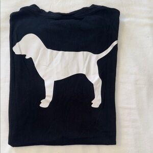 PINK Victoria's Secret Black and White Dog Graphic Short Sleeve Tee